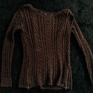 AE BROWN SWEATER WITH ZIPPERS